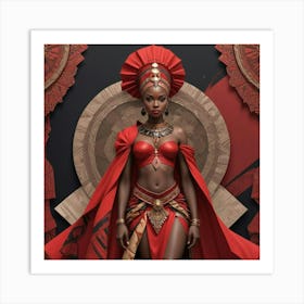 Pikaso Texttoimage Comic Style Beautiful Africanpowerful Queen Warrio (3) Art Print