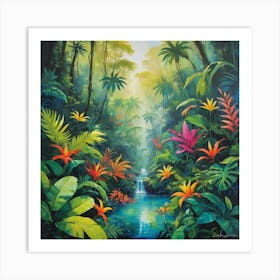 Tropical Jungle Art Print Paintings 4 Art Print