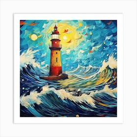 Lighthouse In The Sea 3 Art Print