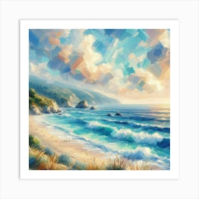 Impressionist sky and sea art Art Print