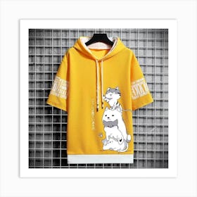 Cat Wearing Hoodie Art Print