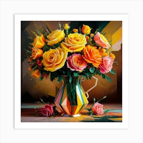 'Roses In A Vase' 1 Art Print