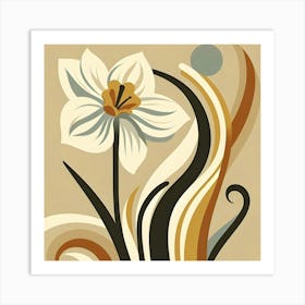 Daffodil In Boho Art 1 Art Print