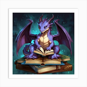 Dragon Reading A Book Art Print