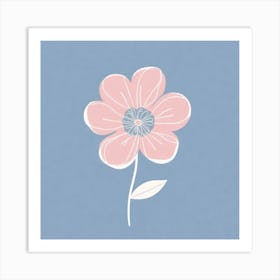 A White And Pink Flower In Minimalist Style Square Composition 58 Art Print