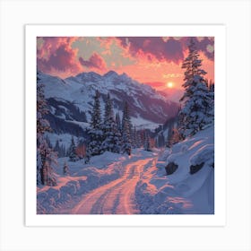 Sunset In The Mountains 11 Art Print