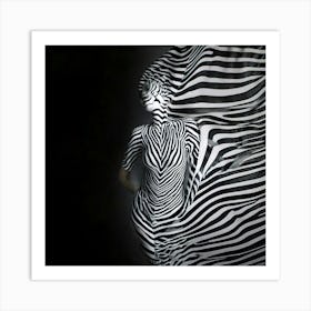 Firefly Zebra, Optical, Illusion, Black, White, Stripes, Horizontal, Mesmerizing, Captivating, Backd (11) Art Print