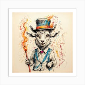 Goat In Top Hat 1 Art Print