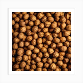 Walnuts On A Black Background 1 Art Print