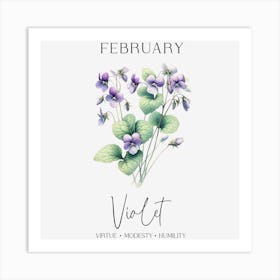 Violet February Birthday Art Print