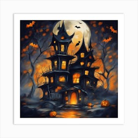 Halloween Haunted House Art Print