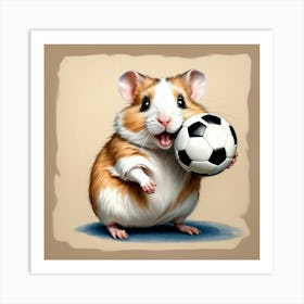 Hamster With Soccer Ball 1 Art Print