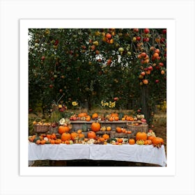 An Organic Farm During A Jubilant Fall Festival Apple And Pumpkin Decorations Adorn The Table A Co (1) 2 Art Print