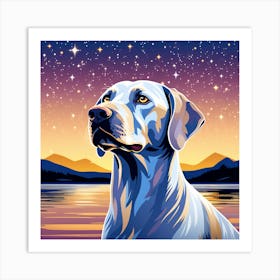 Labrador Retriever, colorful dog illustration, dog portrait, animal illustration, digital art, pet art, dog artwork, dog drawing, dog painting, dog wallpaper, dog background, dog lover gift, dog décor, dog poster, dog print, pet, dog, vector art, dog art, do in night, starry night dog Art Print