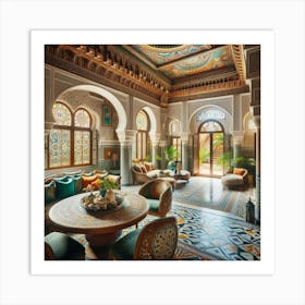 The dining hall in the middle of a traditional Moroccan house 4 Art Print