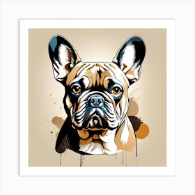 French Bulldog wallart colorful beige print abstract poster art illustration design texture for canvas Art Print