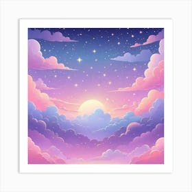 Sky With Twinkling Stars In Pastel Colors Square Composition 77 Art Print