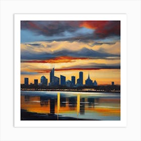 Sunset Over Nashville Art Print