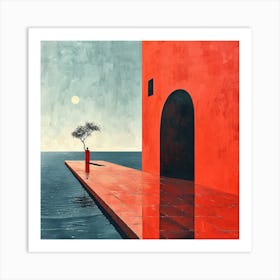 'The Red House' - abstract art, abstract painting  city wall art, colorful wall art, home decor, minimal art, modern wall art, wall art, wall decoration, wall print colourful wall art, decor wall art, digital art, digital art download, interior wall art, downloadable art, eclectic wall, fantasy wall art, home decoration, home decor wall, printable art, printable wall art, wall art prints, artistic expression, contemporary, modern art print, Art Print