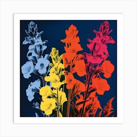 Andy Warhol Style Pop Art Flowers Larkspur 2 Square Art Print