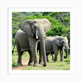 Elephants In The Savannah 2 Art Print