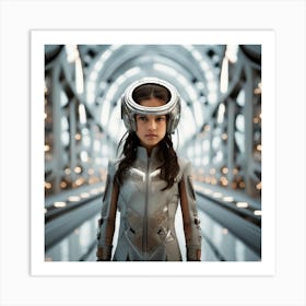 Girl In Futuristic Space Suit Art Print