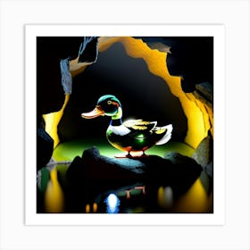 Duck in the bat cave  Art Print