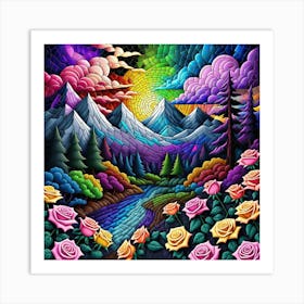 Rainbow Roses Art Print