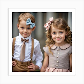 Little Boy And Little Girl Art Print