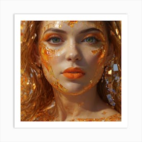 Girl With Orange Makeup 1 Art Print