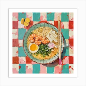 Noodle Soup Pastel Checkerboard 2 Art Print