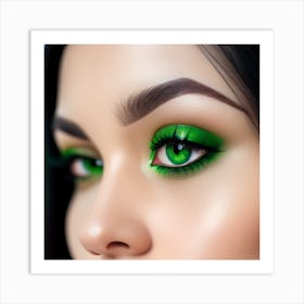 Close Up Portrait Of A Woman With Green Eyes Art Print