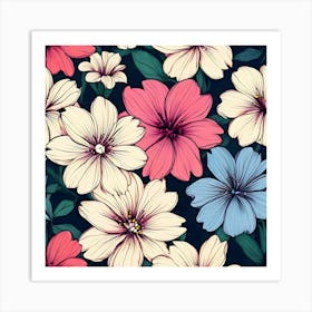 Seamless Floral Pattern 27 Art Print