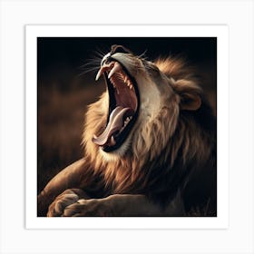 Lion Roaring Art Print