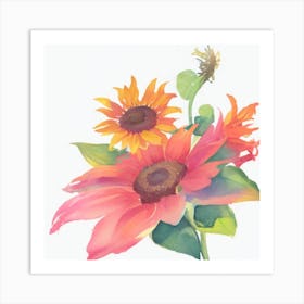 Watercolor Sunflowers 1 Art Print