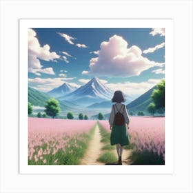 Anime Girl In A Field 1 Art Print