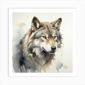 Default Create A Simple Watercolor Of A Wolf Using Neutral And 3 Art Print