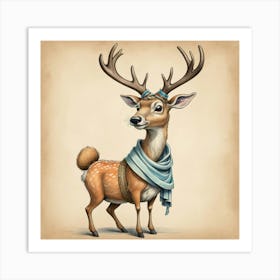 Deer With Scarf Art Print