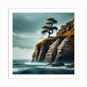 Lone Tree On Cliff 1 Art Print