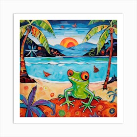 Frog On The Beach 2 Art Print