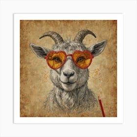 Goat In Glasses 2 Art Print