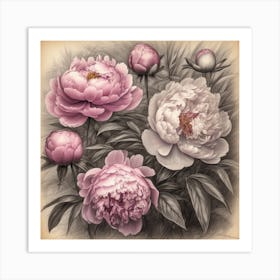 Mass Plantings Of Peonies 14 Art Print