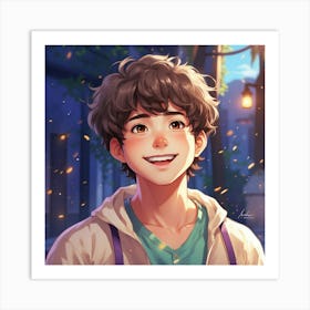 Anime Boy Smiling 1 Art Print