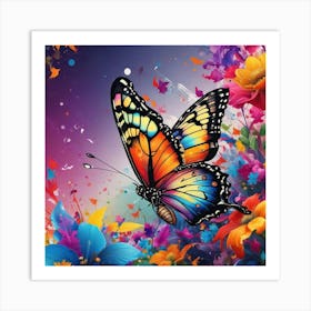 Butterfly With Flowers 8 Art Print