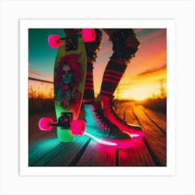 Cyberpunk skater Art Print