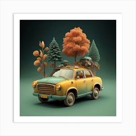 Car In The Forest Art Print