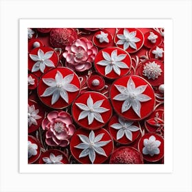 Red And White Flowers Art Print