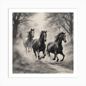 Three Horses Running Art Print