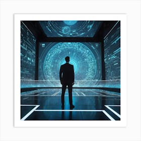 Futuristic Man In Futuristic Room 3 Art Print