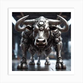 Bull Robot 3d Illustration Art Print